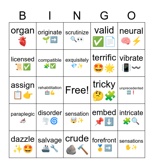 ESL - Human Body Read 5 Bingo Card
