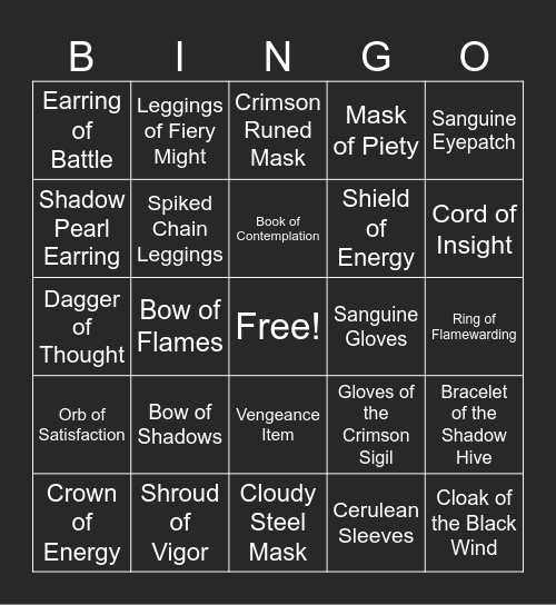 VT Bingo Card