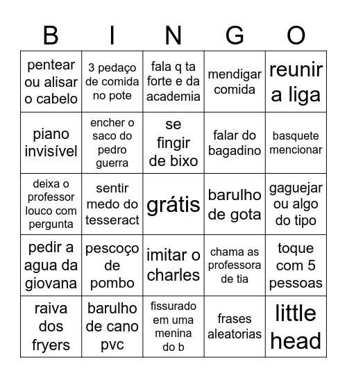 Bingo do Nome Proibido Bingo Card