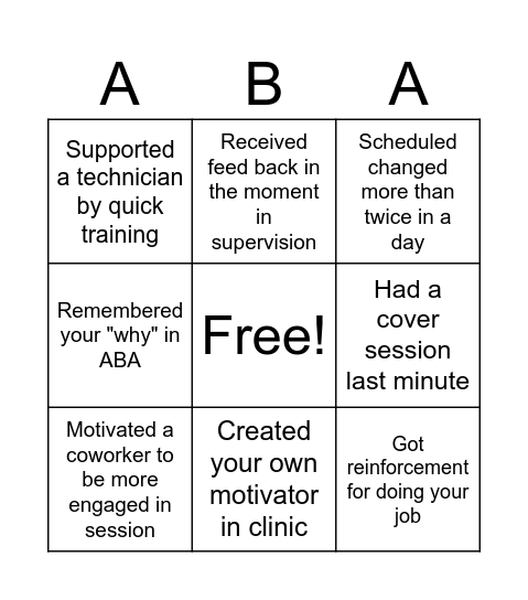Team Training Bingo Card