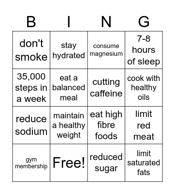 Cardiovascular disease Bingo Card