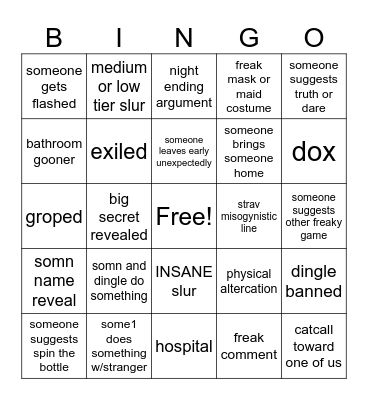 EVILLL bingo board Bingo Card