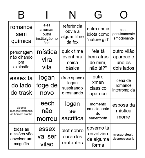 wolverine generico bingo Card
