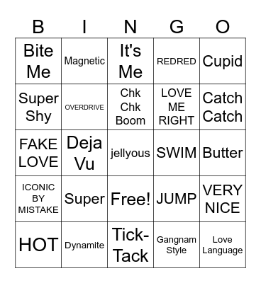 KPop Bingo Card