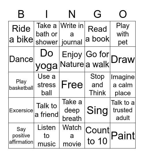 COPING SKILLS Bingo Card