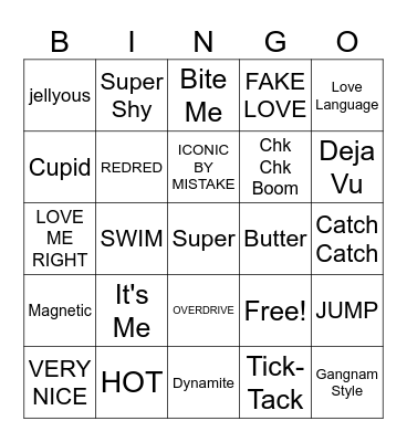 KPop Bingo Card