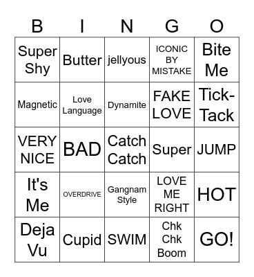 KPop Bingo Card