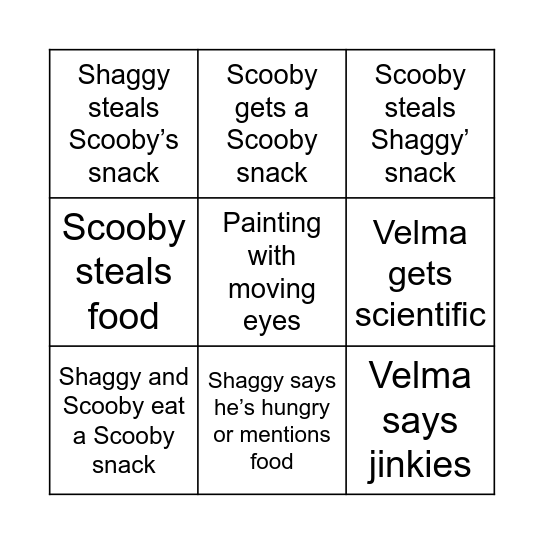 Scooby doo drinking bingo Card