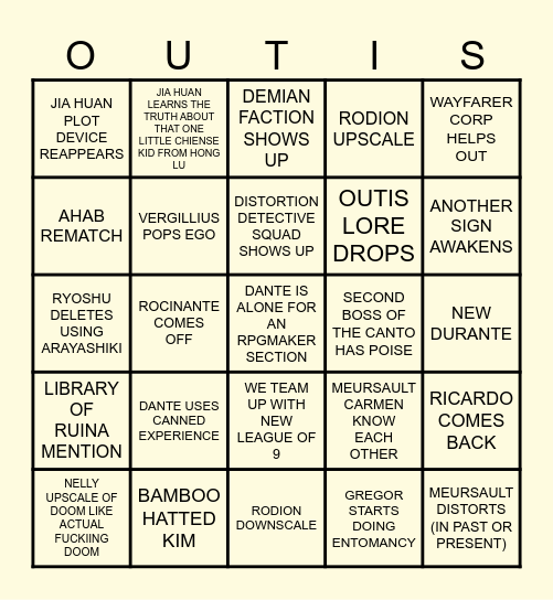 House Handsy Canto 10 Bingo Card
