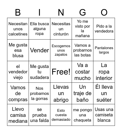 S2 La Ropa LaMay Bingo Card