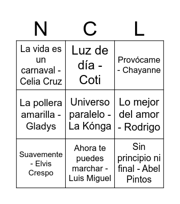 BINGO MUSICAL Bingo Card