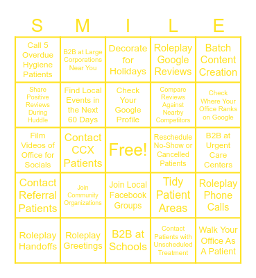 No Patient, No Problem Bingo Card