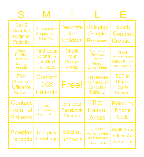 No Patient, No Problem Bingo Card