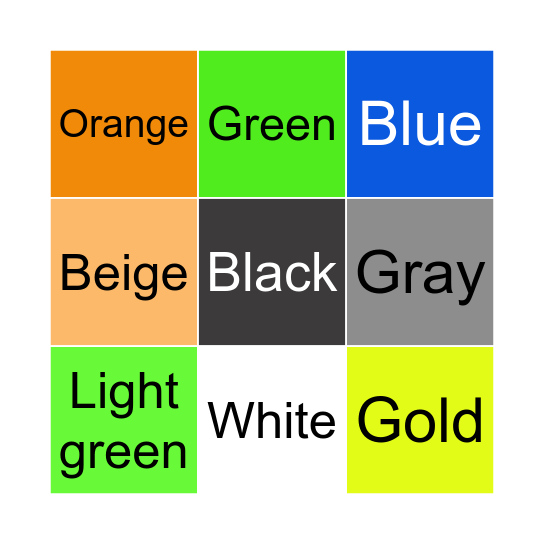 Color Bingo Card