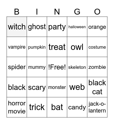 Halloween Bingo Card