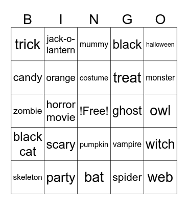 Halloween Bingo Card