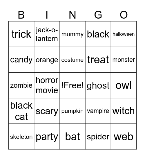 Halloween Bingo Card