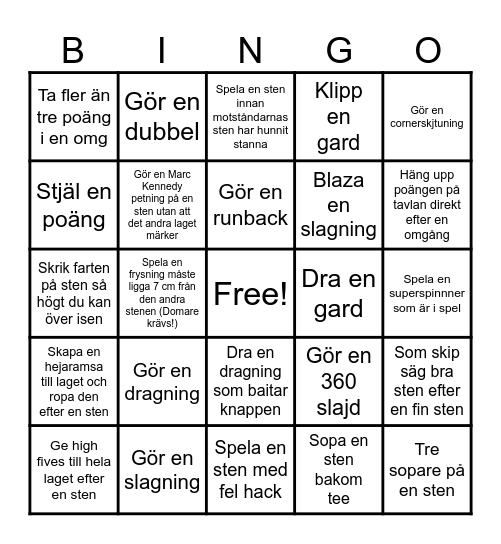 Curlinggymnasiets matchbingo Card