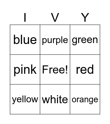 What Color is it? - Bingo Card