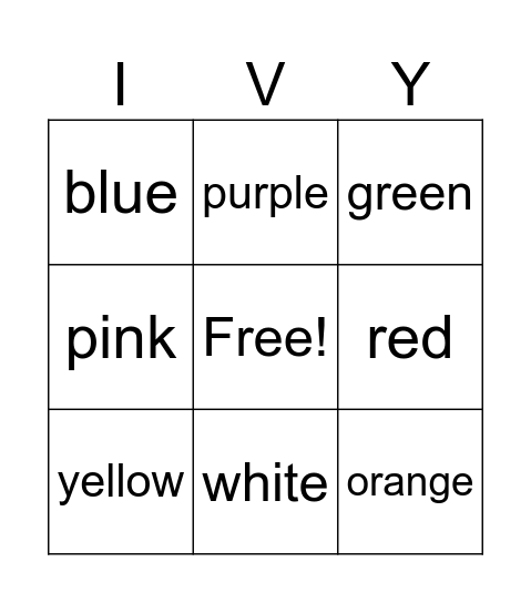What Color is it? - Bingo Card