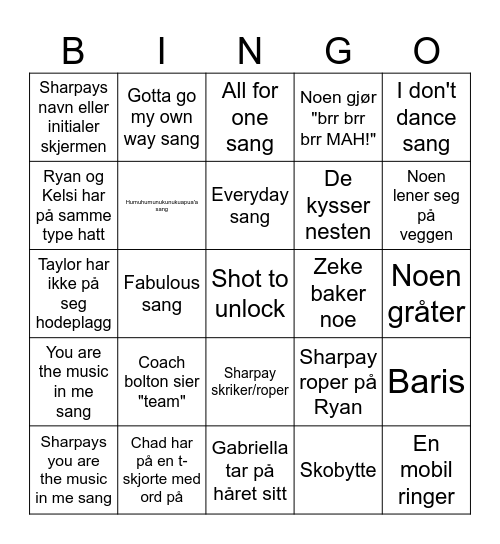 HSM2 1 Bingo Card