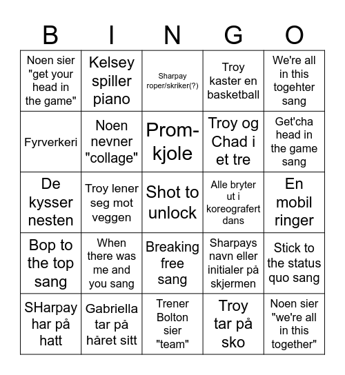 HSM 1 1 Bingo Card