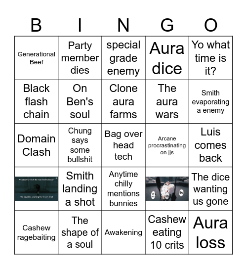 The culling games bingo Card