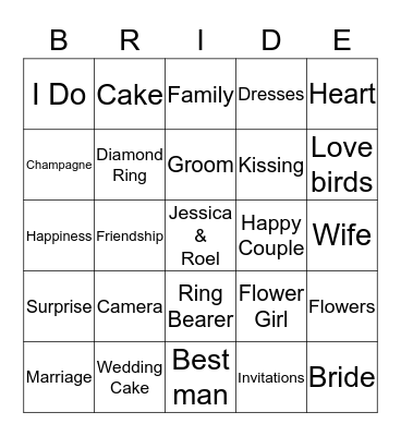 Wedding Shower Bingo Card