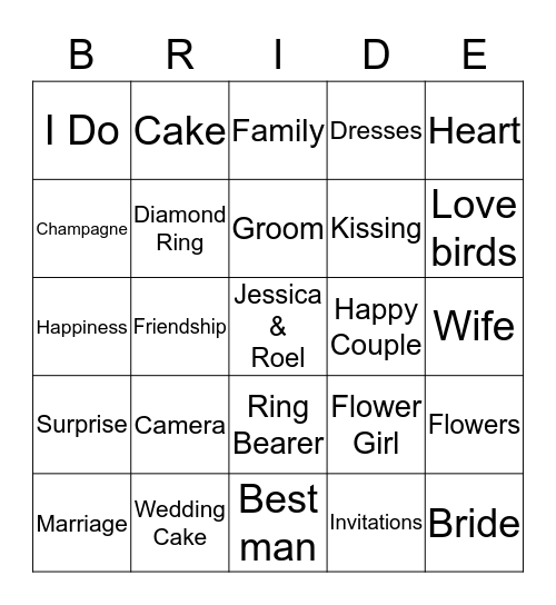 Wedding Shower Bingo Card