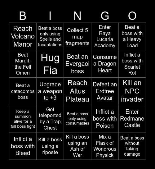 Elden Ring Bingo Card