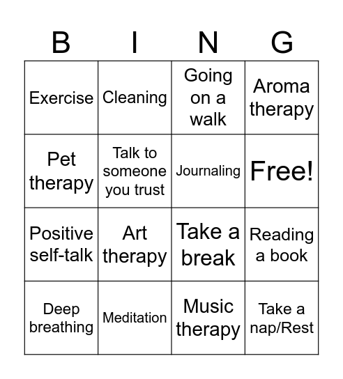 Coping skills bingo Card