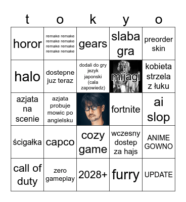 tokjo gejm szoł Bingo Card