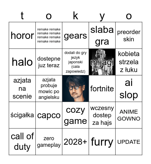 tokjo gejm szoł Bingo Card