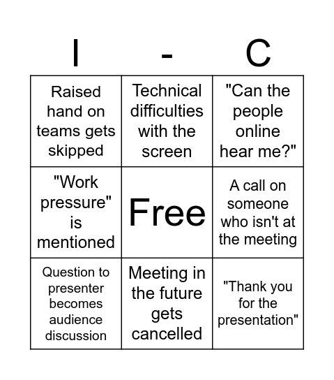 Group Meeting Bingo Card