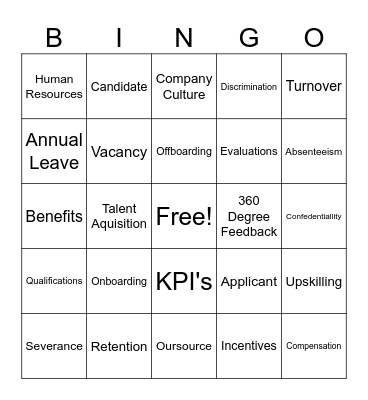 Human Resources Bingo Card