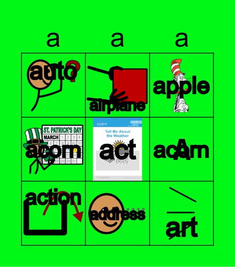 N2y Letter a Bingo Card