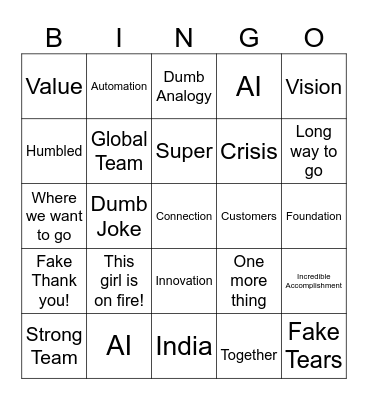 Townhall Bingo Card