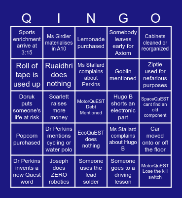 QuINGO Bingo Card