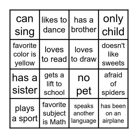 Getting to know Bingo Card