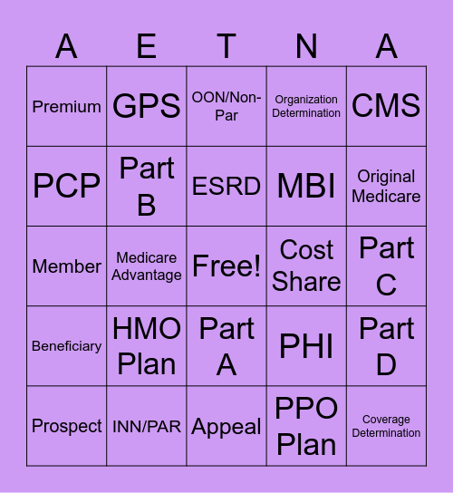 Intro to Medicare Bingo Card