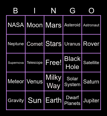 Space Bingo Card