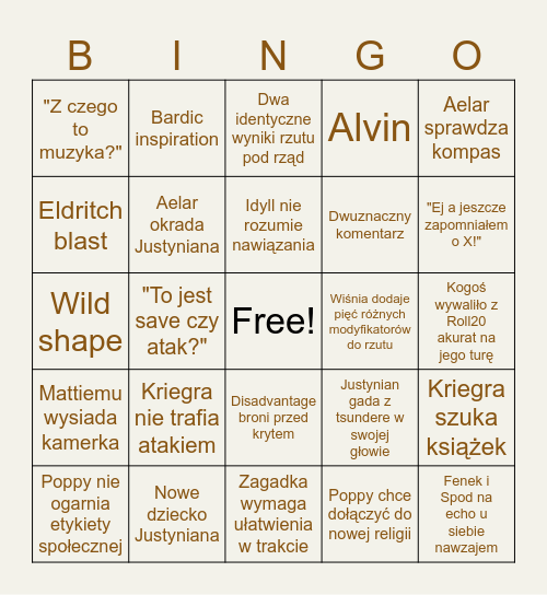 Cormanthor Bingo Card