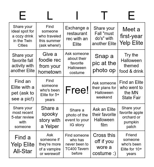 Tavern of Terror! Bingo Card