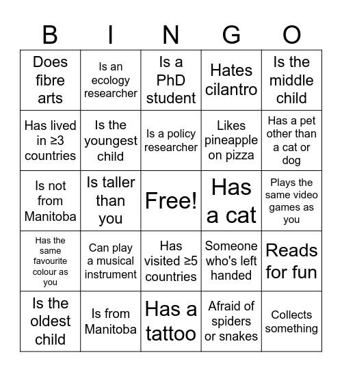 Find Someone Who... Bingo Card