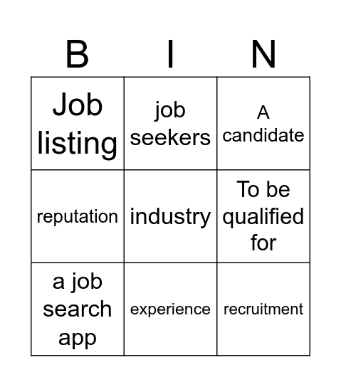 Explain there words/phrases Bingo Card