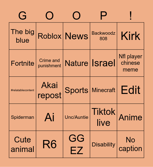 Maffew rikrok Bingo Card