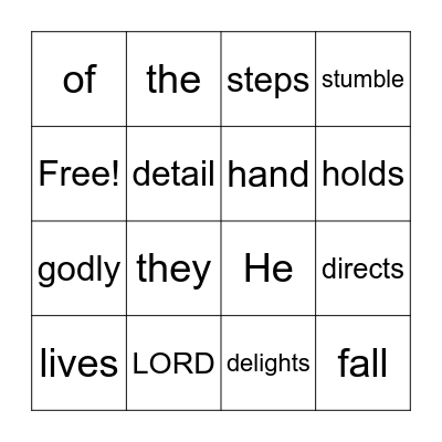 Psalm 37:23-24 Bingo Card