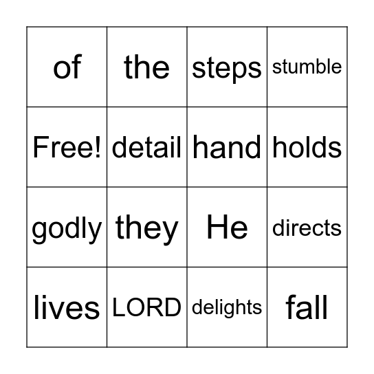 Psalm 37:23-24 Bingo Card