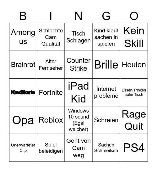 Rage Bingo [German] Bingo Card