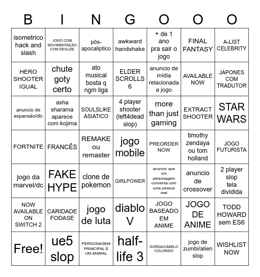 geoff meu amigo Bingo Card